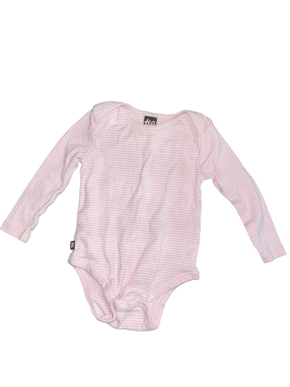 Tea Collection Pink Stripe Long Sleeve Onesie Girls Baby Size 12-18 Months